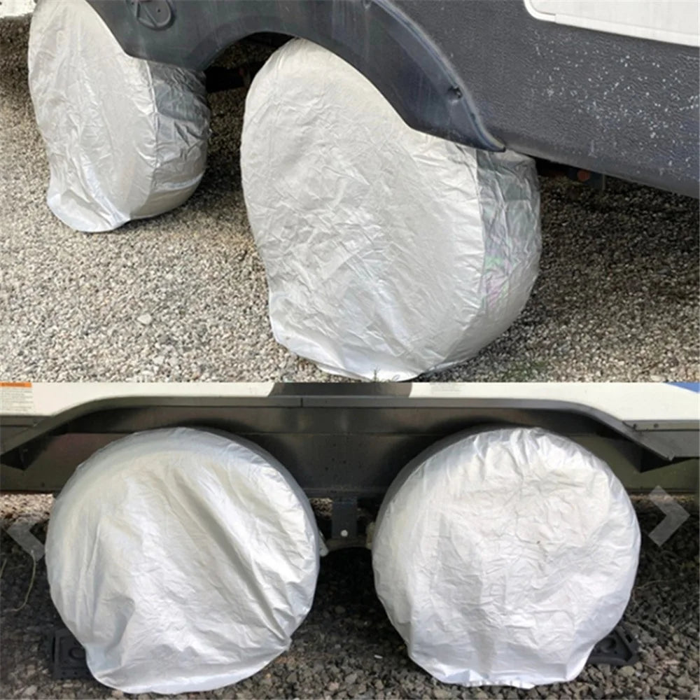 4PCS SUV 83-89CMx34CM Wheel Dust Cover Oxford Cloth Car Tire Sleeve Bag - Silver - 2
