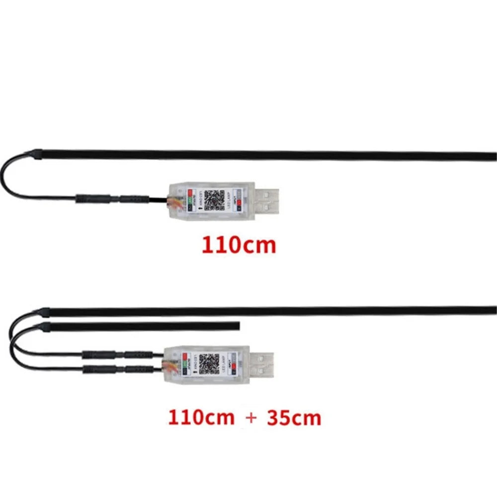 110cm+35cm 2-in-1 RGB Ambient Lights for Car Interior Decor, Dual Control Fiber Optic Colorful Strip Light - 2