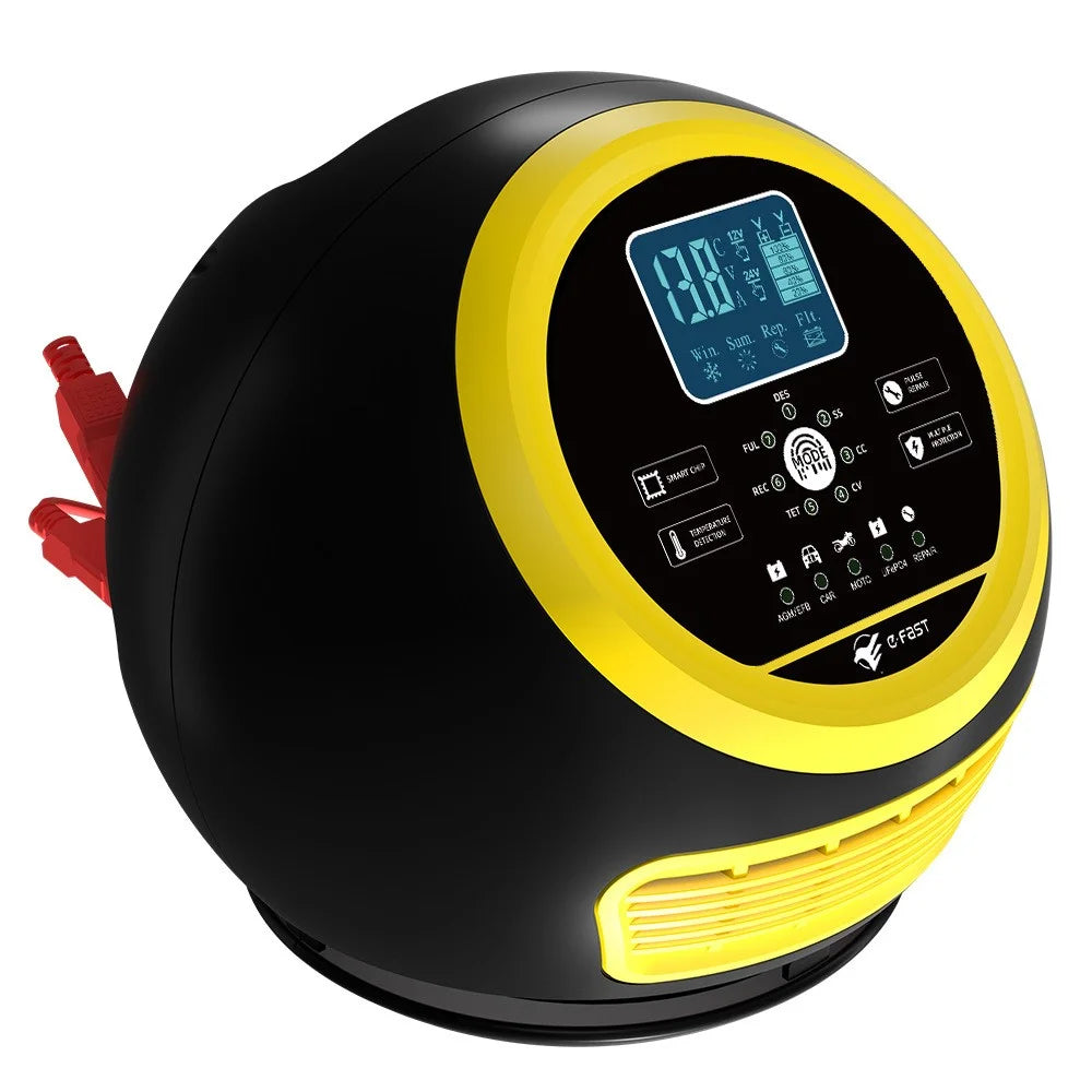 E-FAST TK-1500 Touch Screen Car Automatic Battery Charger for Lithium LiFePO4 AGM GEL Lead-Acid - US Plug / Yellow - 2
