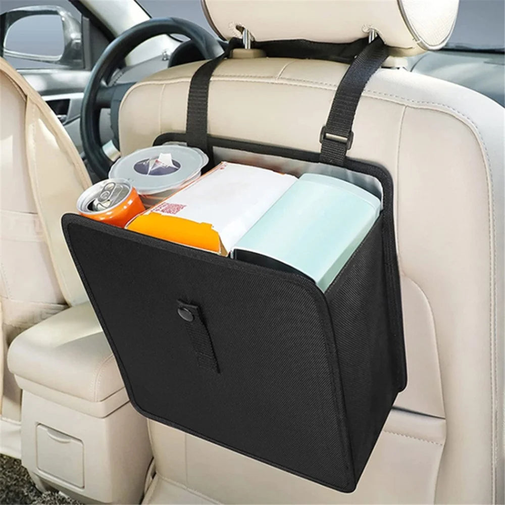 Car Hanging Storage Bag Waterproof Oxford Cloth Car Seat Back Trash Bin, 27*27*14.5cm - 3