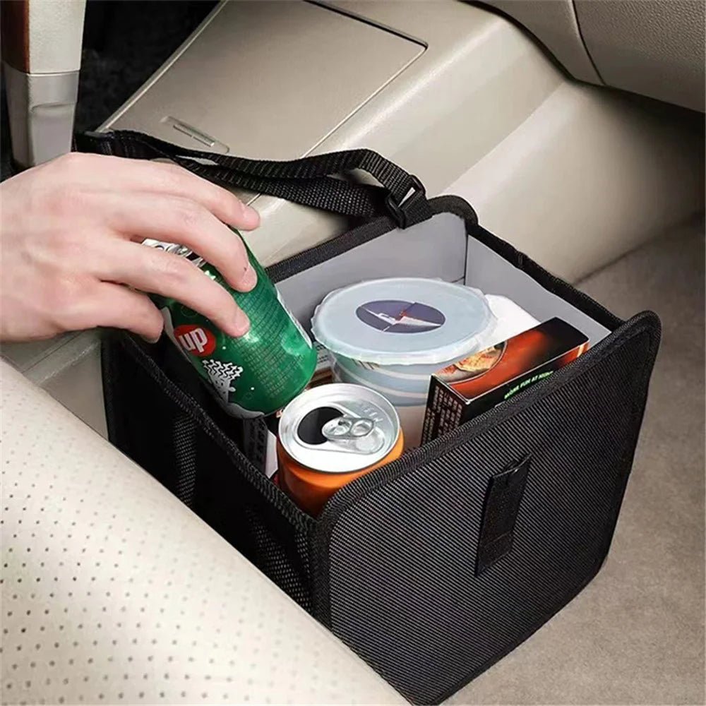 Car Hanging Storage Bag Waterproof Oxford Cloth Car Seat Back Trash Bin, 27*27*14.5cm - 5