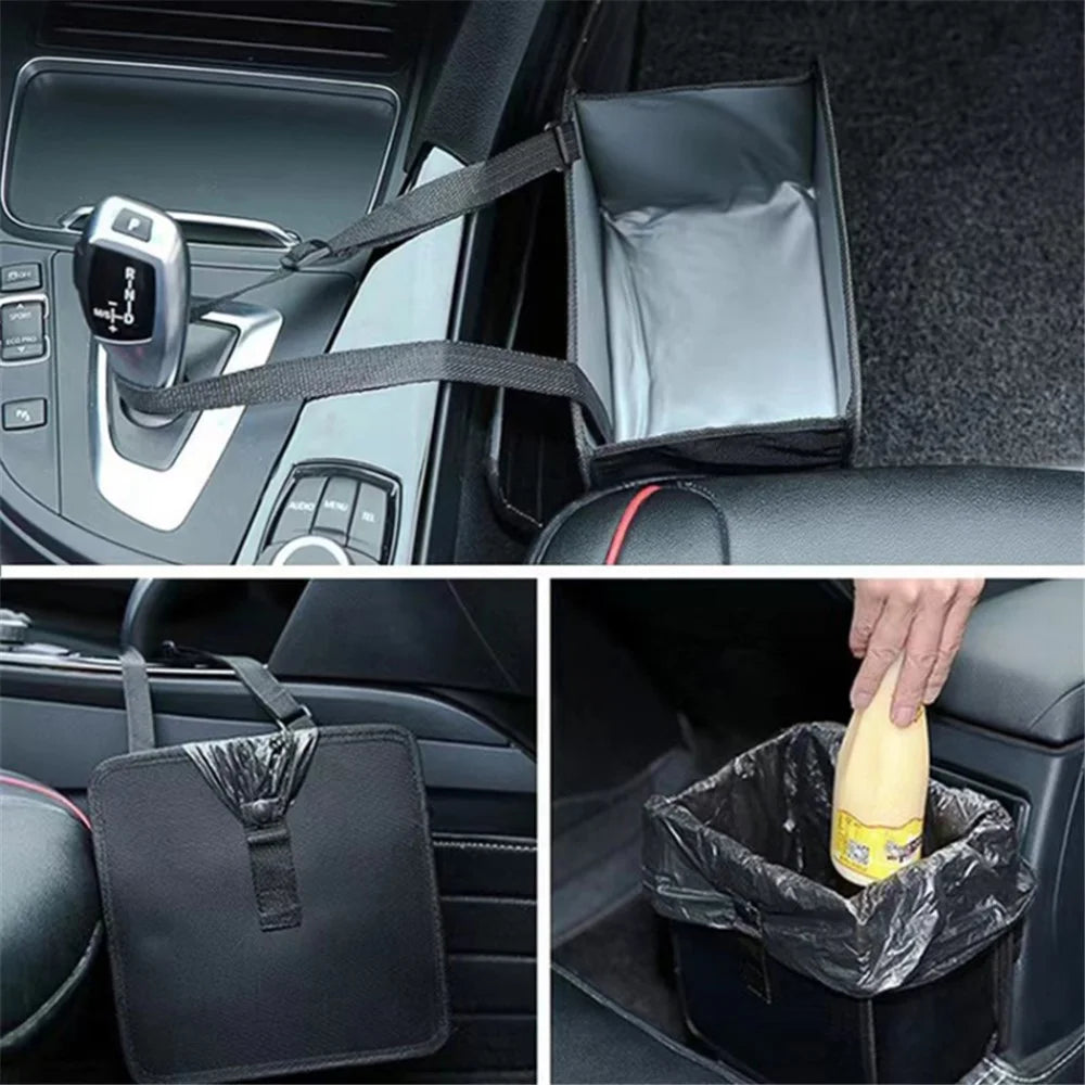 Car Hanging Storage Bag Waterproof Oxford Cloth Car Seat Back Trash Bin, 27*27*14.5cm - 6