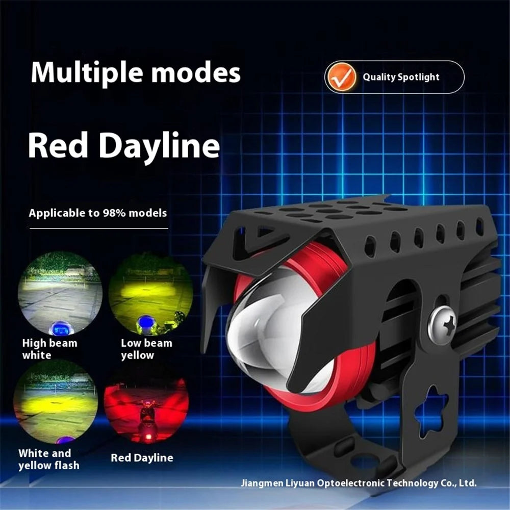 4 Modes Motorcycle LED Spotlight Motorbike Auxiliary Fog Light 3 Color External Work Light - 2