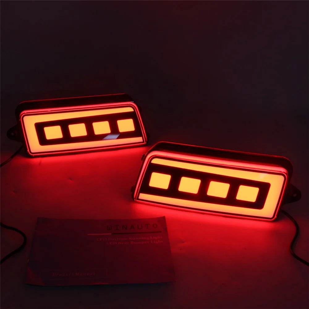 For Grand Cherokee 2005-2010 1 Pair Car Rear Bumper Light Red LED DRL Turn Signal Brake Lamp - Red - 3