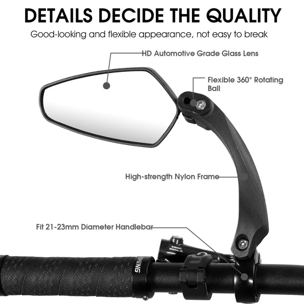 WEST BIKING 1Pc YP0720033 Electric Bike Rearview Mirror HD Adjustable Angle for Bicycle Handlebar - Right - 4
