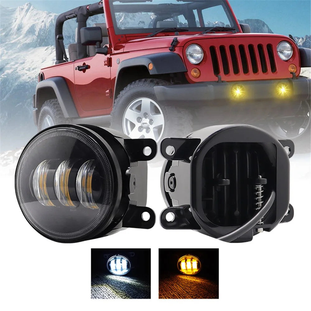 1Pc for Wrangler / CJ-5 / CJ-7 / CJ-8 SUV LED Fog Light White+Yellow Two Color Headlight Modified Front Fog Lamp - 2