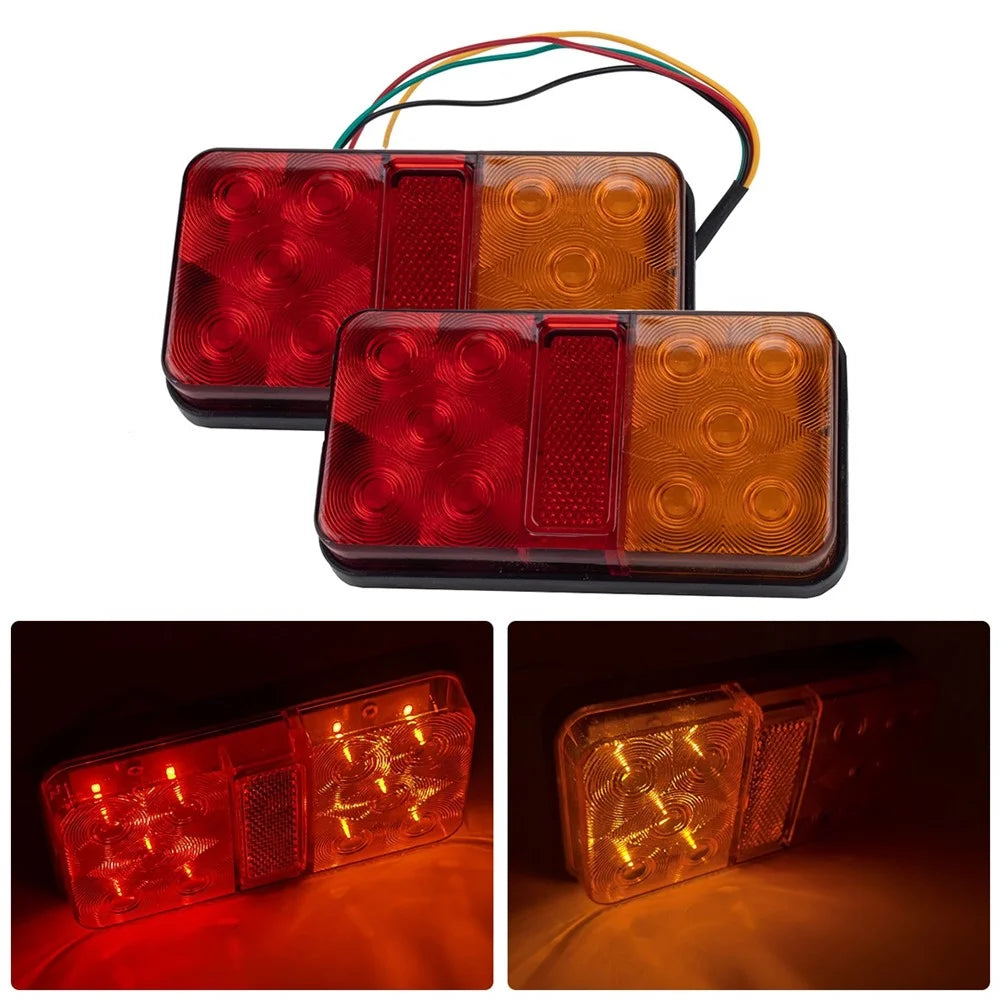 A4134 Waterproof 10-LED Tail Light Kit for 12V Truck, Trailer, Vehicles Turn Signal Light with 8m 5-Core Cable / Cable Ties / License Plate Light - Type E Set - 1