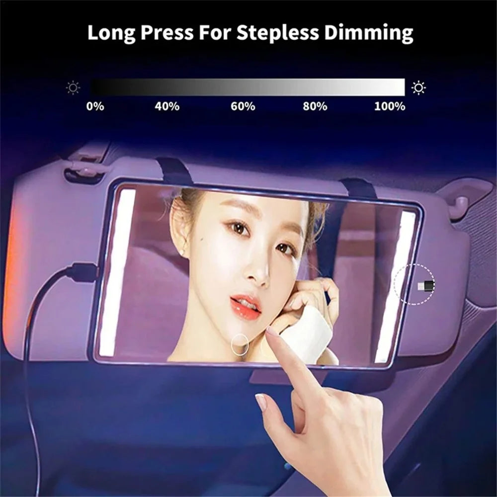 USB Powered Car Sun Visor LED Vanity Mirror Touch Control Makeup Mirror Gift for Truck SUV - White - 7