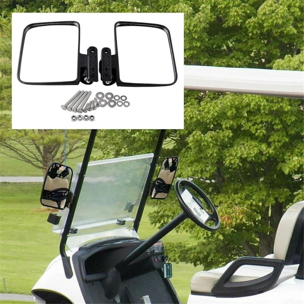 SF-GEF-01 One Pair Golf Cart Side Mirror Rear View Mirror Kit with Installation Screws - 2