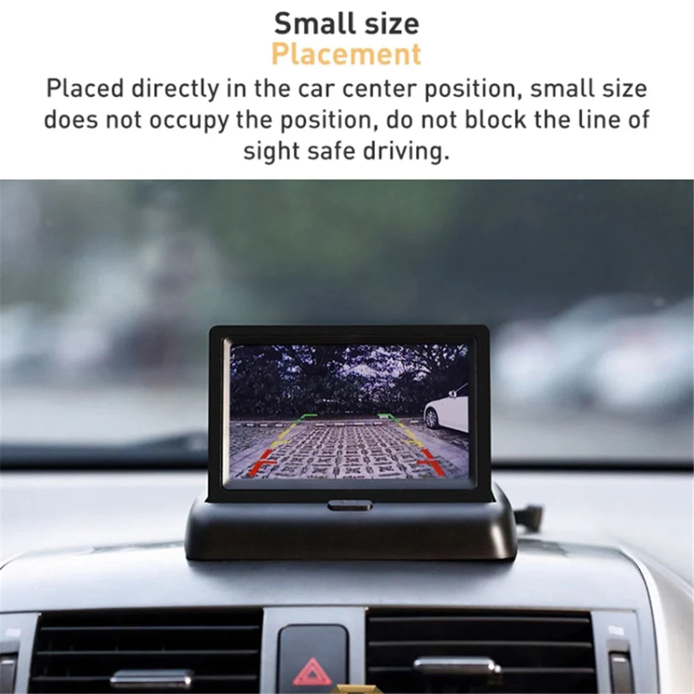 4.3 inch Foldable TFT-LCD Backup Camera Monitor Rear View Reverse Display Screen Car License Plate Camera for Parking - 2