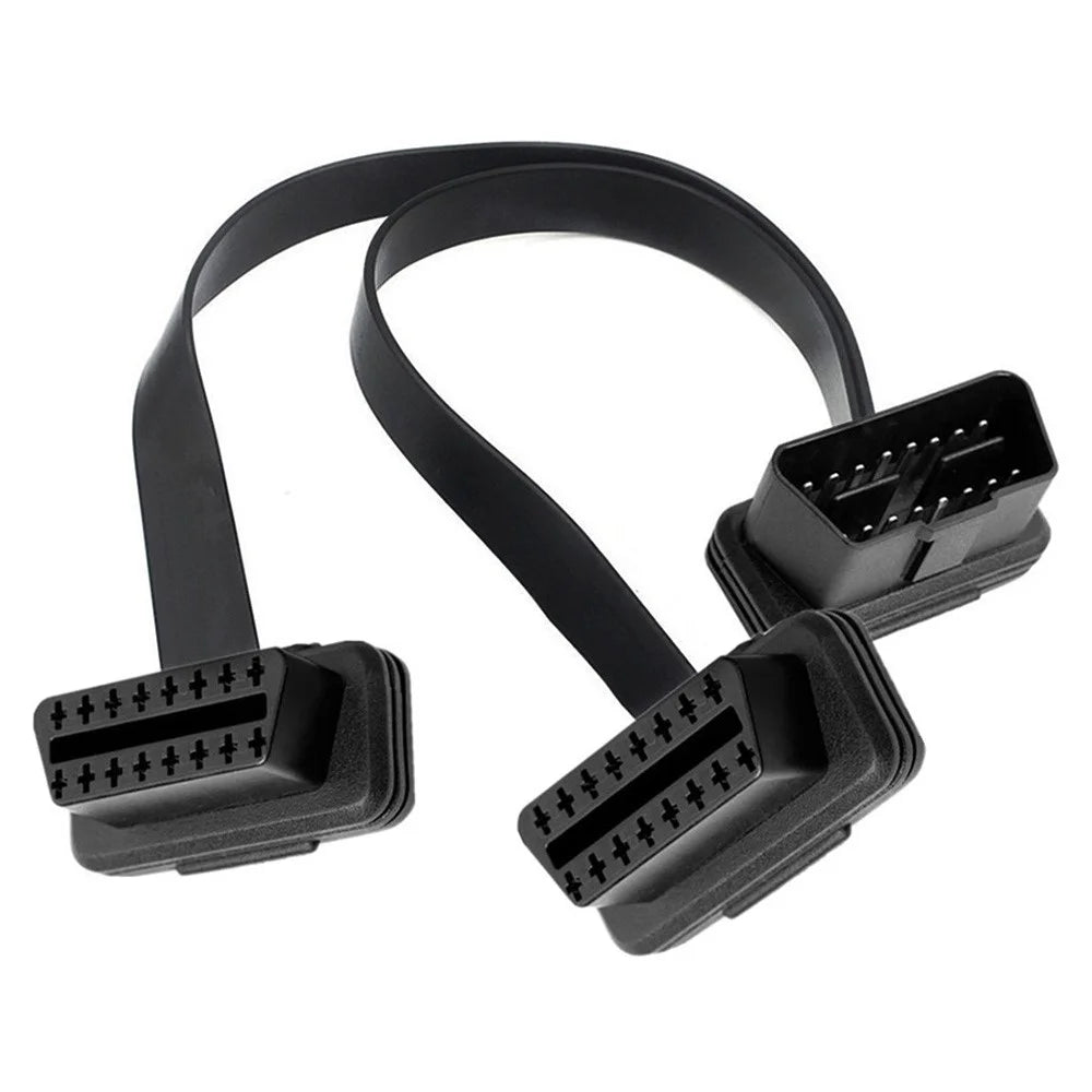 JUNSUNMAY 30cm OBD II 16 Pin Adapter Extension Cable Male to Dual Female Connector Cord - 1