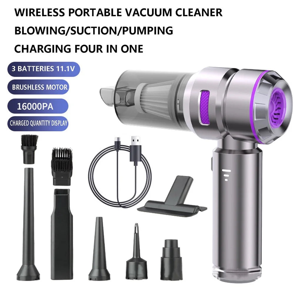 ST-6659 Brushless Motor Rechargeable Car Vacuum Cleaner Multifunction Handheld Car Home Cleaning Tool - Purple - 4