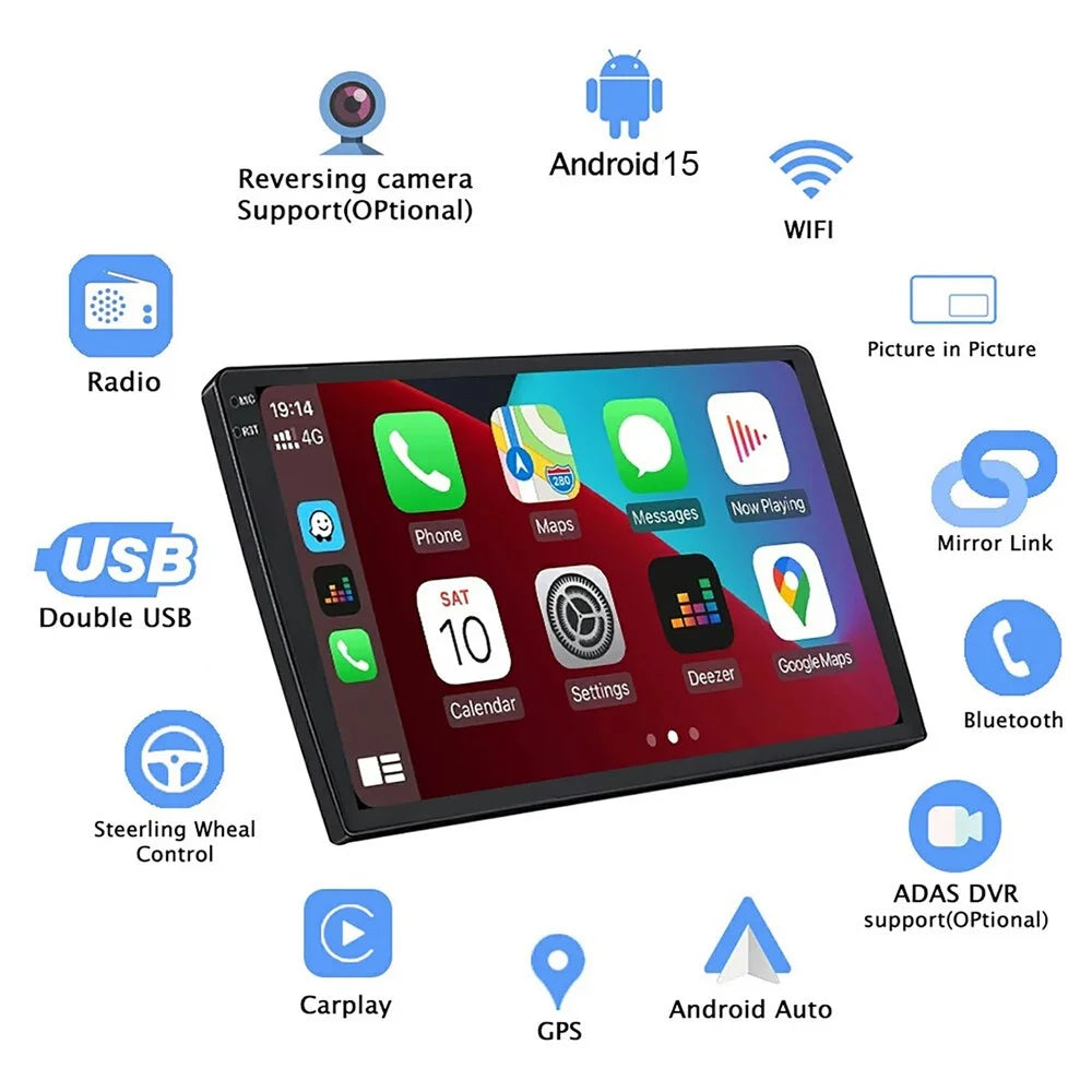 R915A 8+128GB 10.36 Inch 2K QLED Android 15 Wireless CarPlay 360 Degree Panoramic GPS Car Stereo (without Camera) - Black - 4