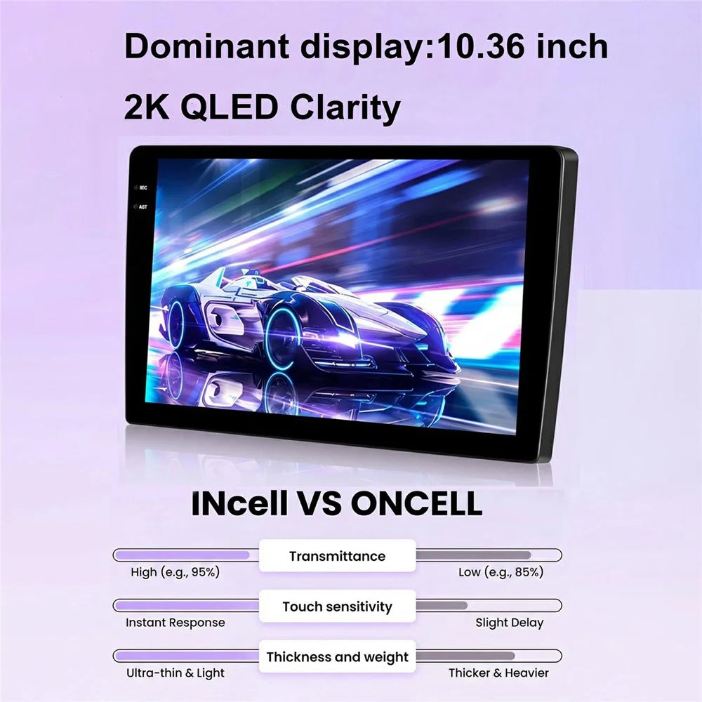 R916B 8+256GB 10.36 inch 2K QLED Android 15 Wireless CarPlay 360 Degree Panoramic GPS Car Stereo with 1080P Rear View Camera - Black - 2