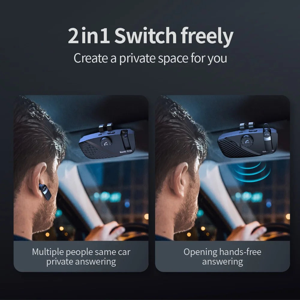SP16 2 in 1 Portable Sun Visor Hands-free Bluetooth-compatible Speakerphone Smart Vibration Power ON Wireless Car Kit with Earphone/Back Clip Support for Siri Google Voice Control - 3