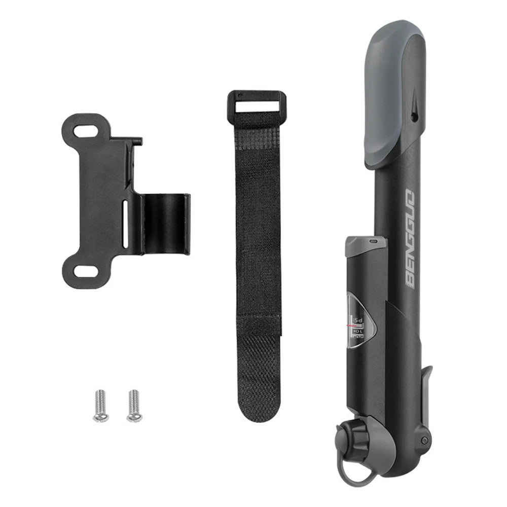 BENGGUO BG-1690 Portable Bike Pump with Gauge 120PSI Bicycle Mini Air Inflator Compatible with Presta/Schrader Valve - 1
