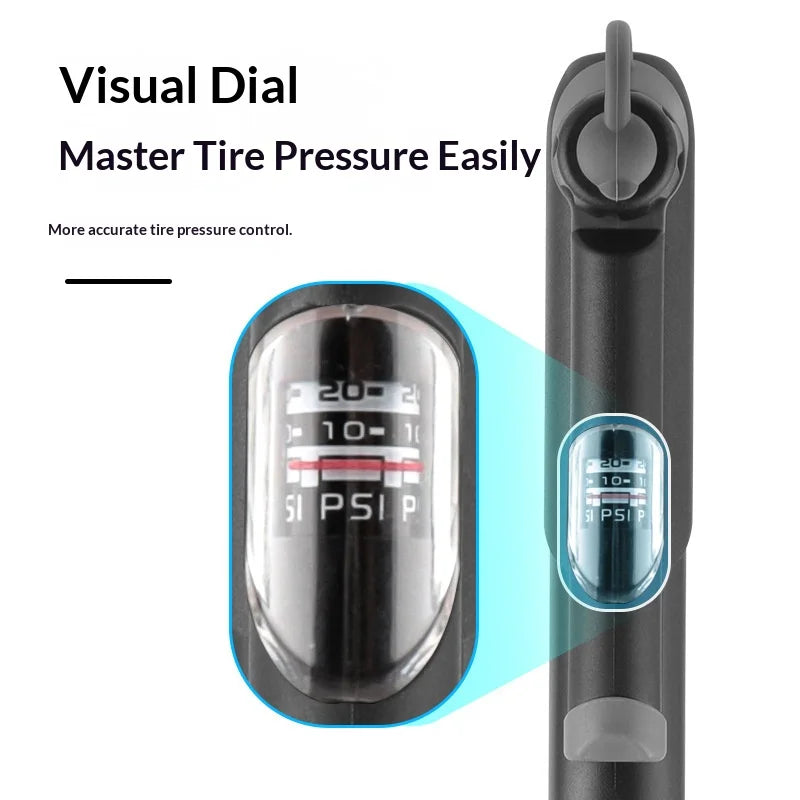 BENGGUO BG-1690 Portable Bike Pump with Gauge 120PSI Bicycle Mini Air Inflator Compatible with Presta/Schrader Valve - 6