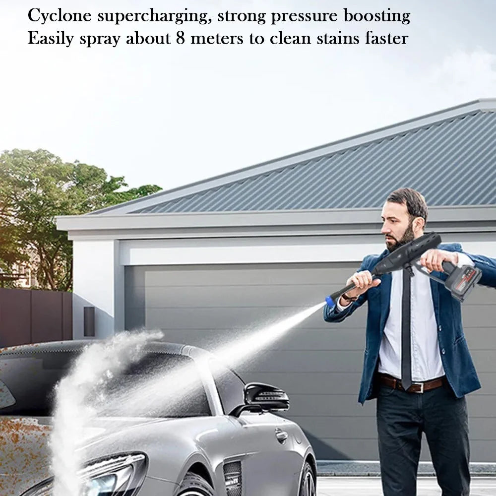 8103 High Pressure Water Gun Electric Car Household Spray Washer Cleaner Washing Machine (Battery: 96VH 18000mAh) - US Plug / Black - 5