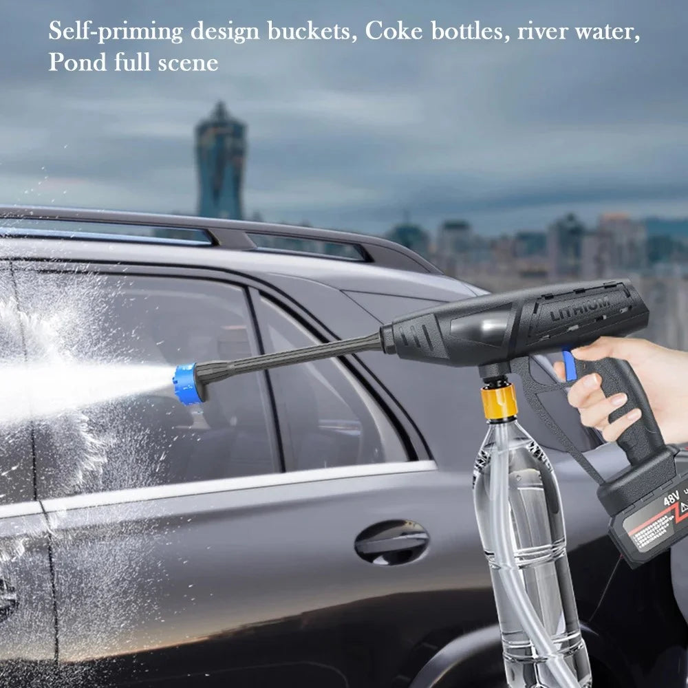 8103 High Pressure Water Gun Electric Car Household Spray Washer Cleaner Washing Machine (Battery: 96VH 18000mAh) - US Plug / Black - 6