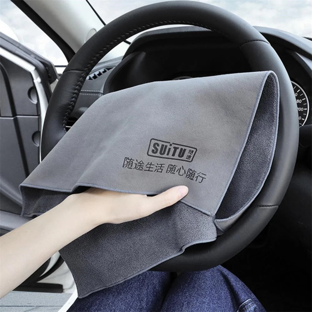 SUITU ST-9000-5A 30x40CM Soft Coral Fleece + Suede Cleaning Cloth Super Water-Absorbent Towel for Car, Home - 2