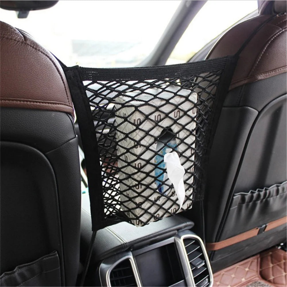 2-Layer Universal Car Seat Net Organizer Mesh Cargo Net Pouch Driver Storage Netting Pouch - 2
