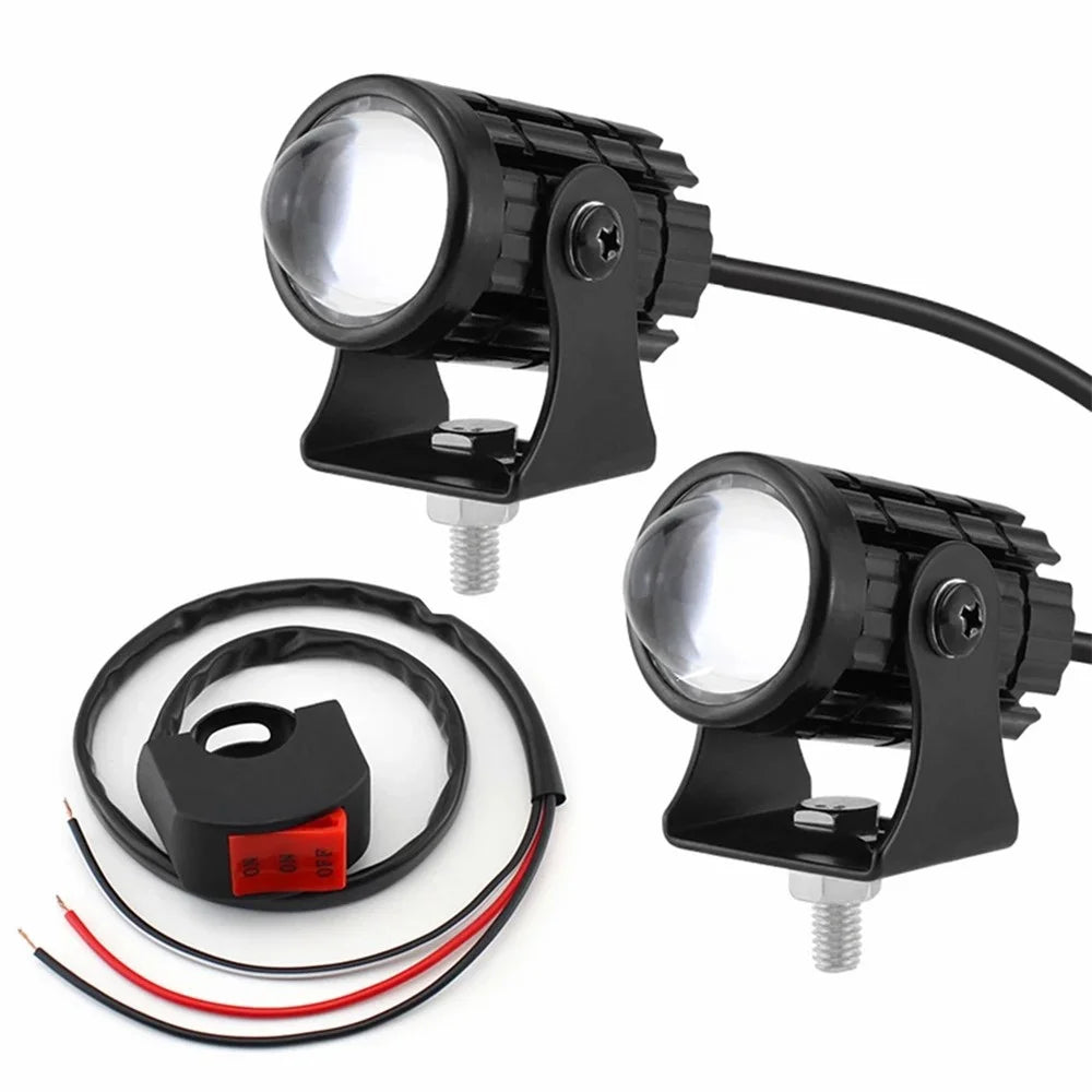 2Pcs IP67 Waterproof Motorcycle Super Bright Spotlight ATV Motorbike LED Headlights with Switch - 1