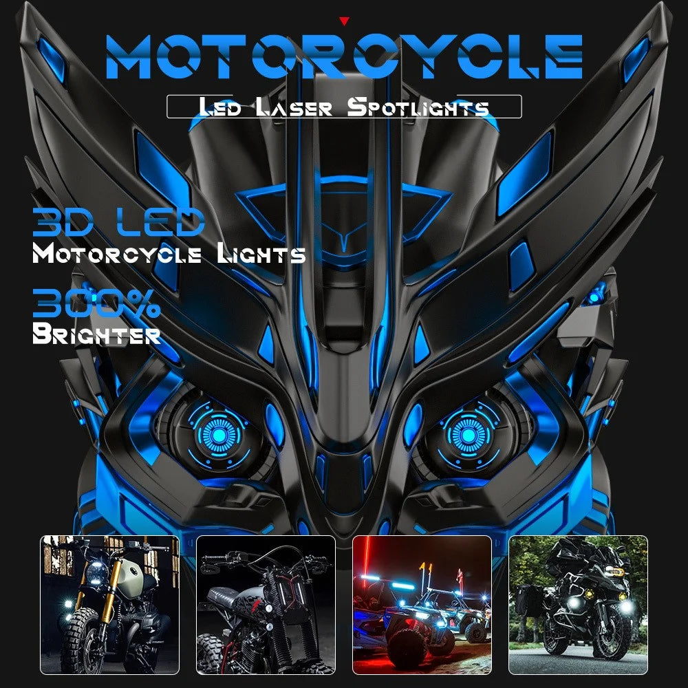 Motorcycle 4-LED Headlight White+Yellow Light Motorbike Spotlight Front Lamp - 2