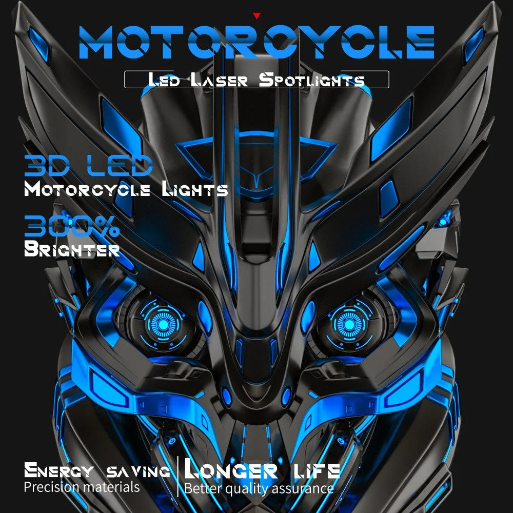 Motorcycle LED Spotlight White+Yellow High Low Beam Light Motorbike Fog Lamp - 2