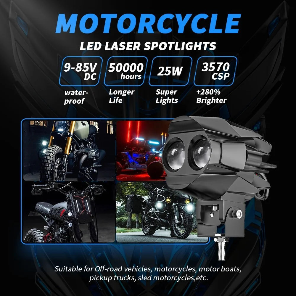 Motorcycle Bright LED Driving Light White+Yellow Light Motorbike External Modified Spotlight - 3