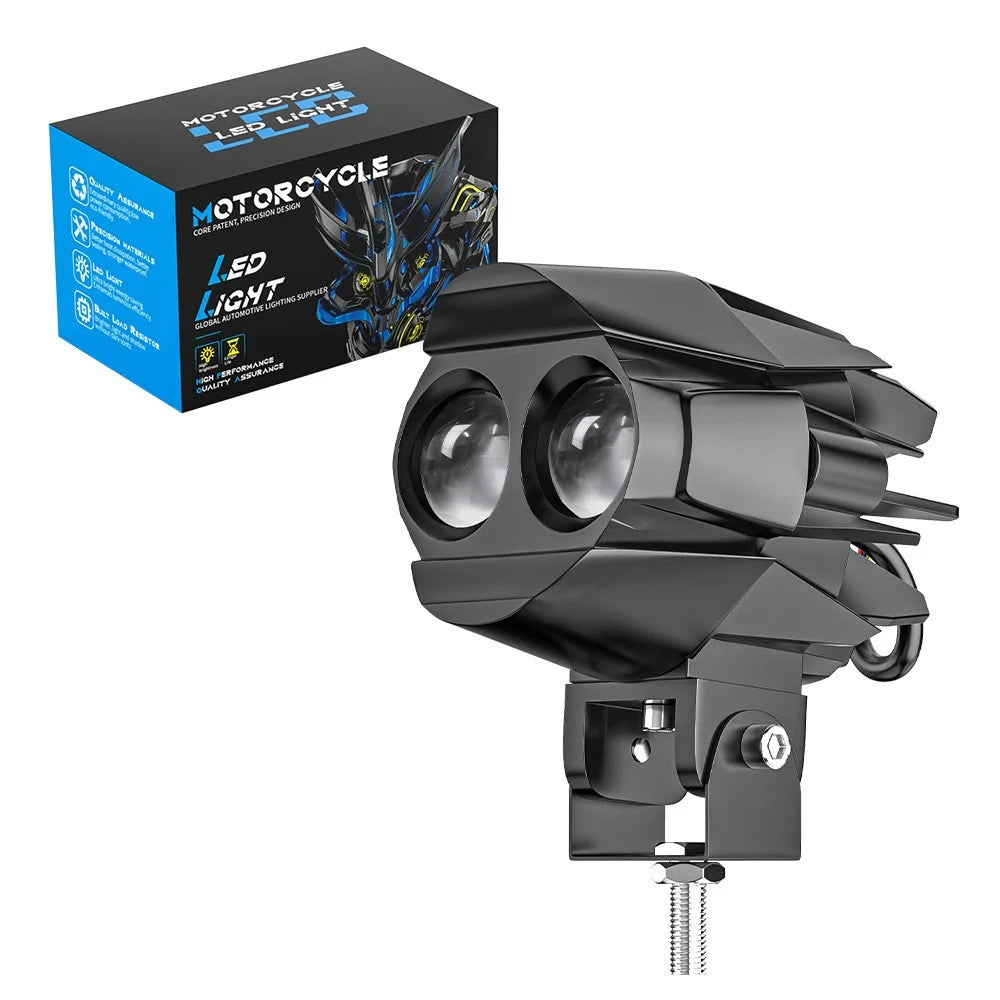 Motorcycle Bright LED Driving Light White+Yellow Light Motorbike External Modified Spotlight - 7