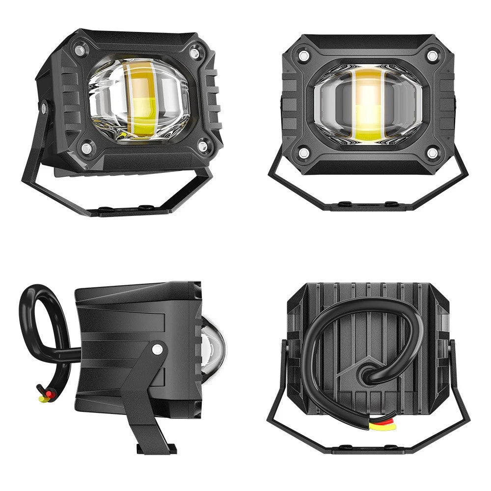 Waterproof Motorcycle LED Headlight White+Yellow Light Motorbike External Modified Spotlight - 3