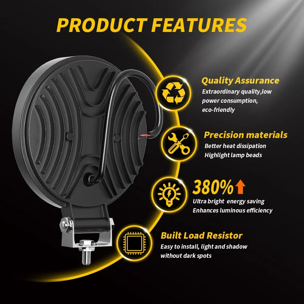 4-inch 33LED Car SUV Off-Road Round Spotlight Floodlight Working Lamp Vehicle Driving Headlight - 3