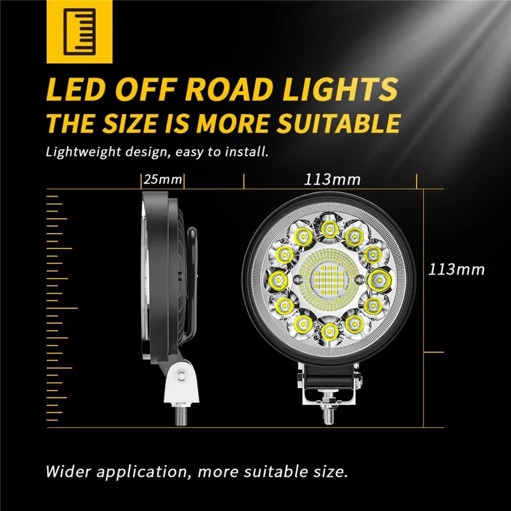 4-inch 33LED Car SUV Off-Road Round Spotlight Floodlight Working Lamp Vehicle Driving Headlight - 5