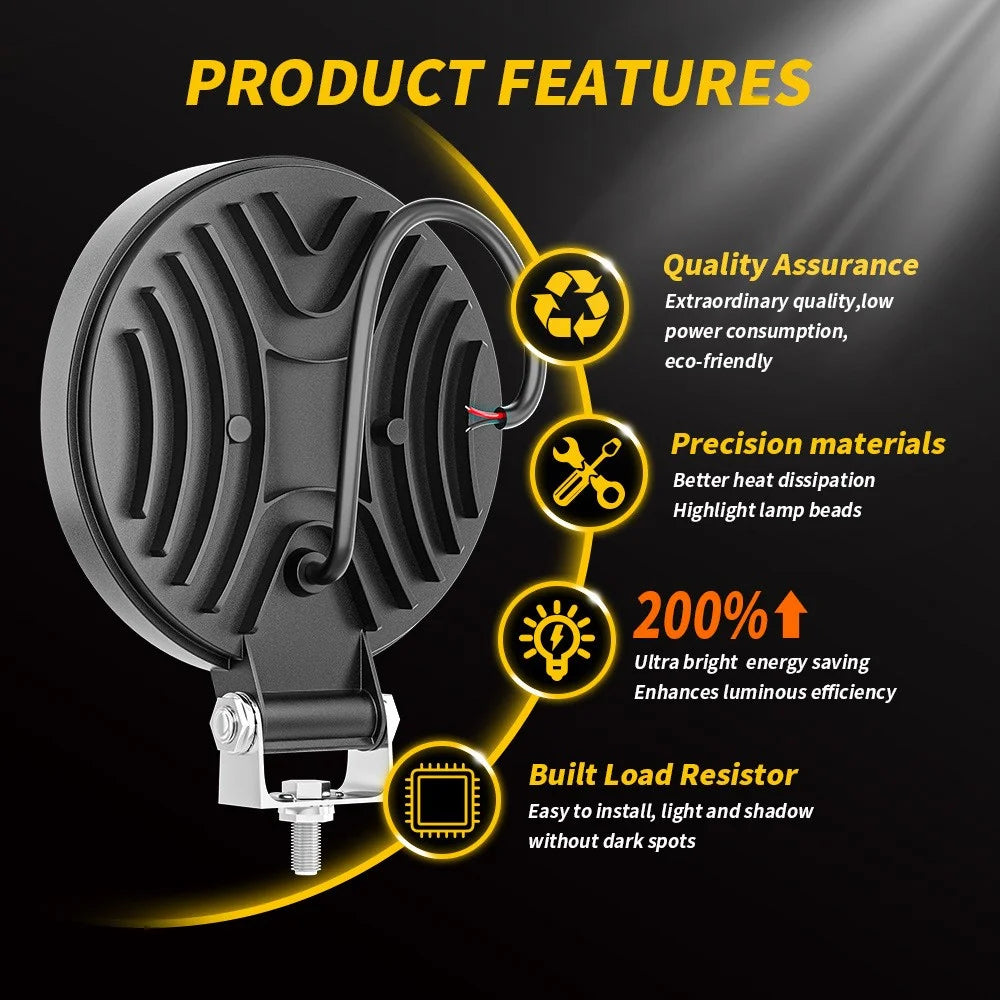 14LED 42W Car SUV Off-Road Round Spotlight Waterproof Vehicle Super Bright Headlight - 4