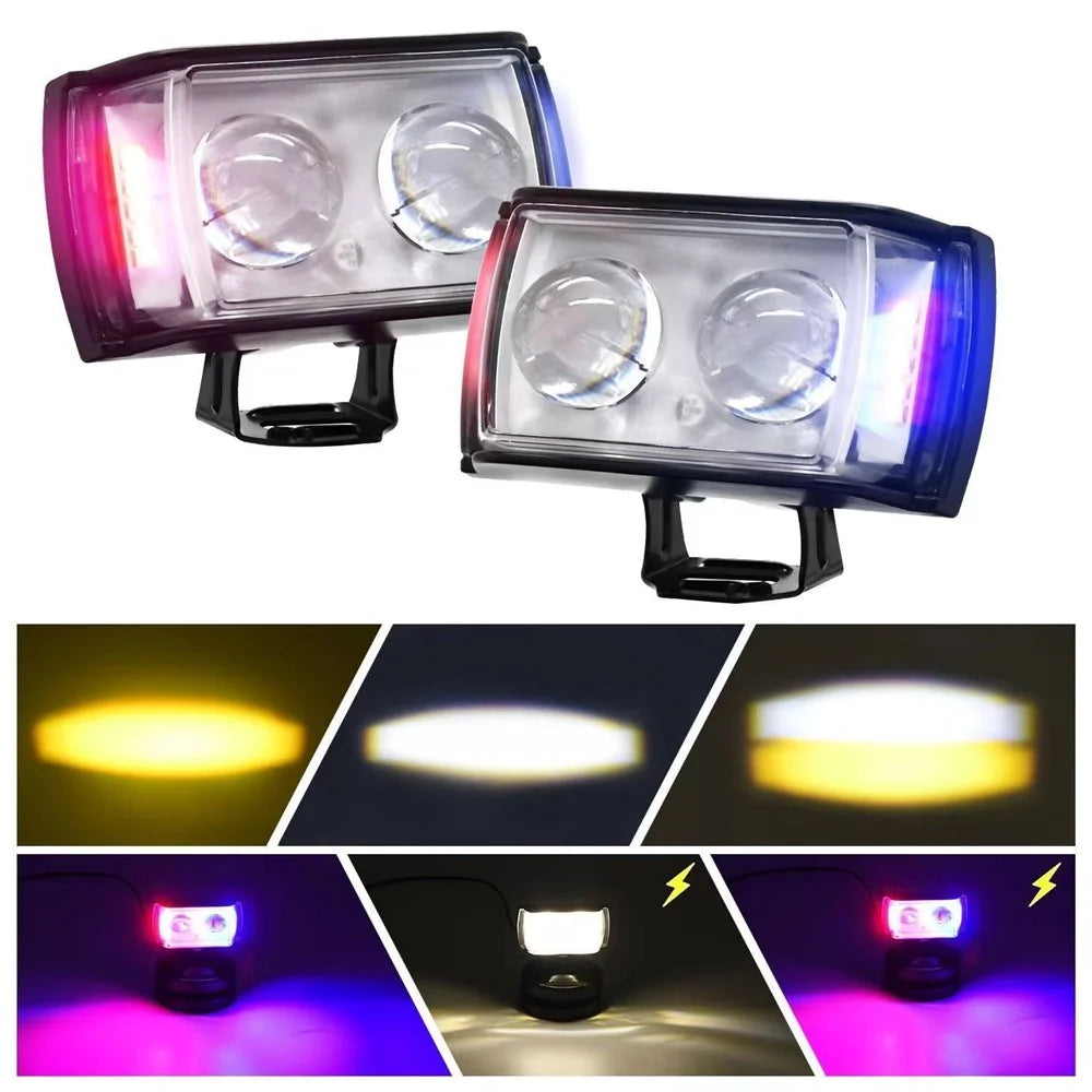 A086-2C 2 LED Motorcycle Spotlight Waterproof Aluminum Shell 12-60V Motorbike Headlight - 3