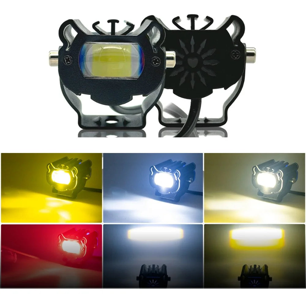 12 - 48V Motorcycle Spotlight Waterproof Aluminum Shell Red Blue Strobe Headlight - 1
