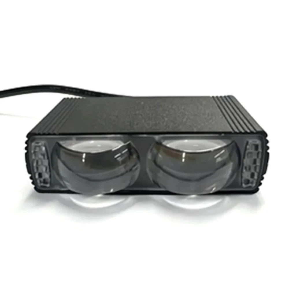 Dual Lens LED Fog Light White + Yellow Light 10W High Low Beam Motorcycle Headlight - Black - 1