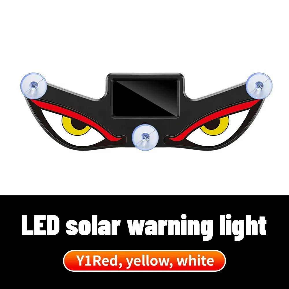Devil Eyes Design Car LED Warning Lamp Solar Powered Atmosphere Light with Suction Cups for Windshield - Red+Yellow+White - 2