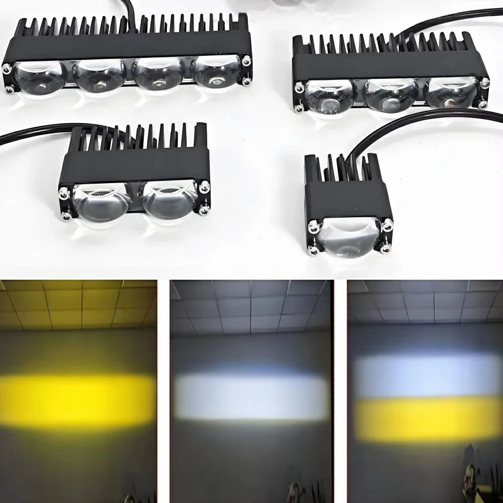 1-LED Car Grille Light IP67 Waterproof 18W Yellow and White Dual Color Auxiliary Lamp for SUV ATV Truck - Black - 2