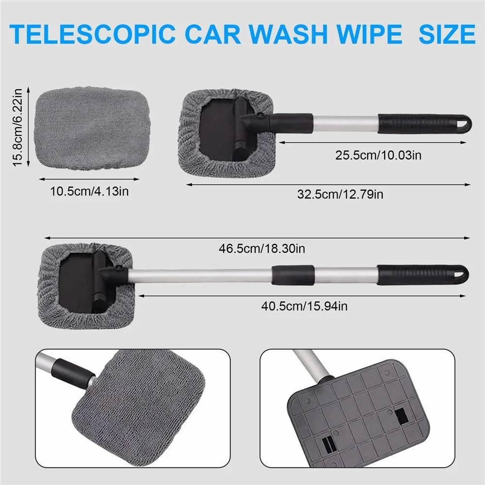 DM-095 32.5-46.5cm Window Cleaner with Handle and Microfiber Cloth Cleaning Tool Car Windshield Cleaning Device - 2
