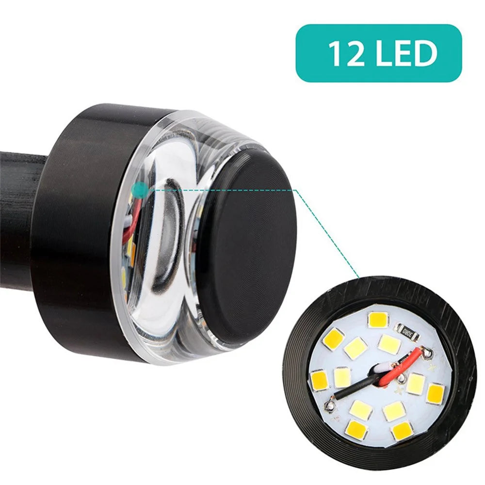 K06 1 Pair Motorcycle Handlebar End Lights Motorcycle Turn Signal Light Grip Bar Plugs - White+Red - 2