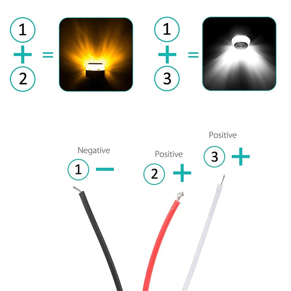 K06 1 Pair Motorcycle Handlebar End Lights Motorcycle Turn Signal Light Grip Bar Plugs - White+Red - 6