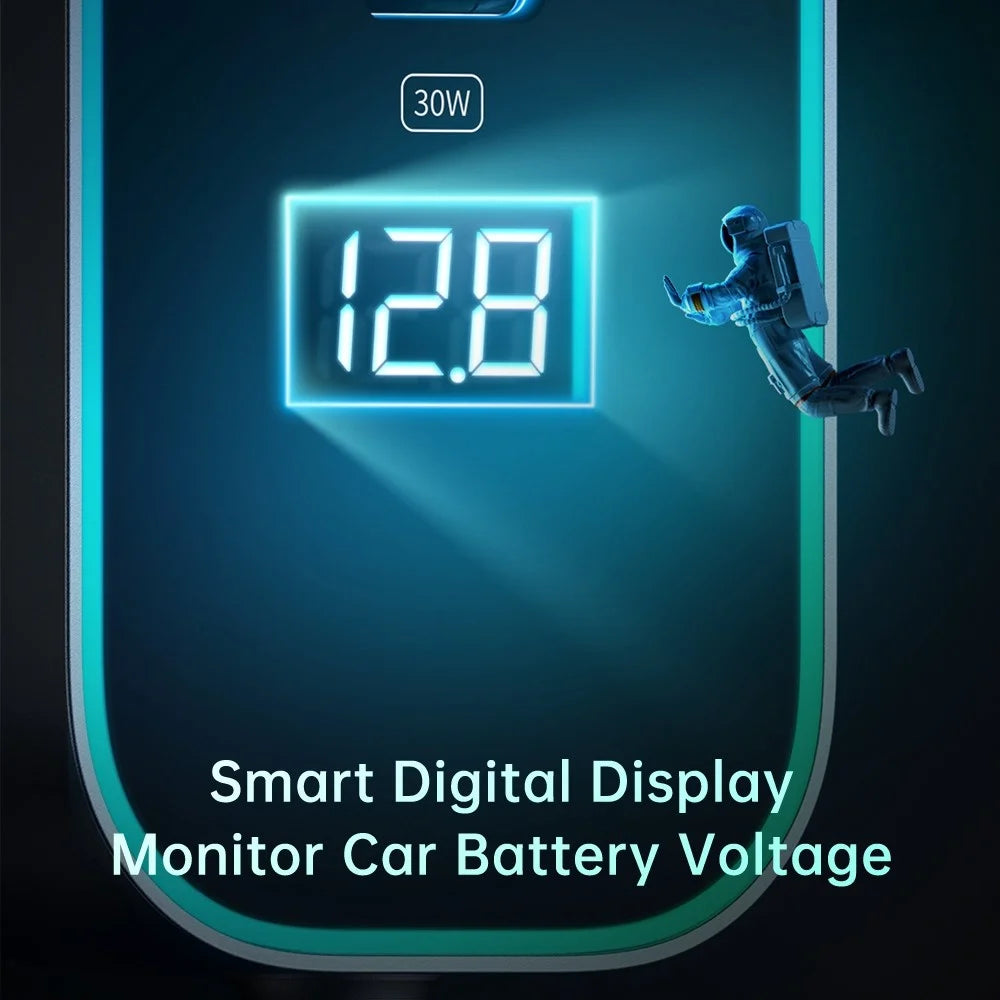MCDODO CC-1900 107W Digital Display USB-A*4+Type-C*1 5-Port Car Charger with 1.5m Cable, Dark Grey - 7