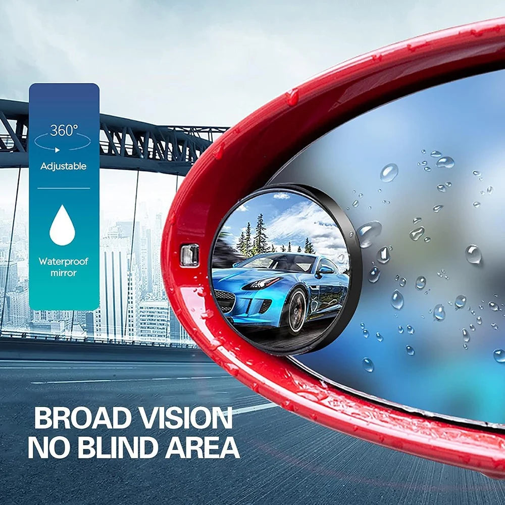 2Pcs Adhesive 360 Degree Blind Spot Car Reversing Aid Rearview Mirror Small Round Mirror - Black - 5