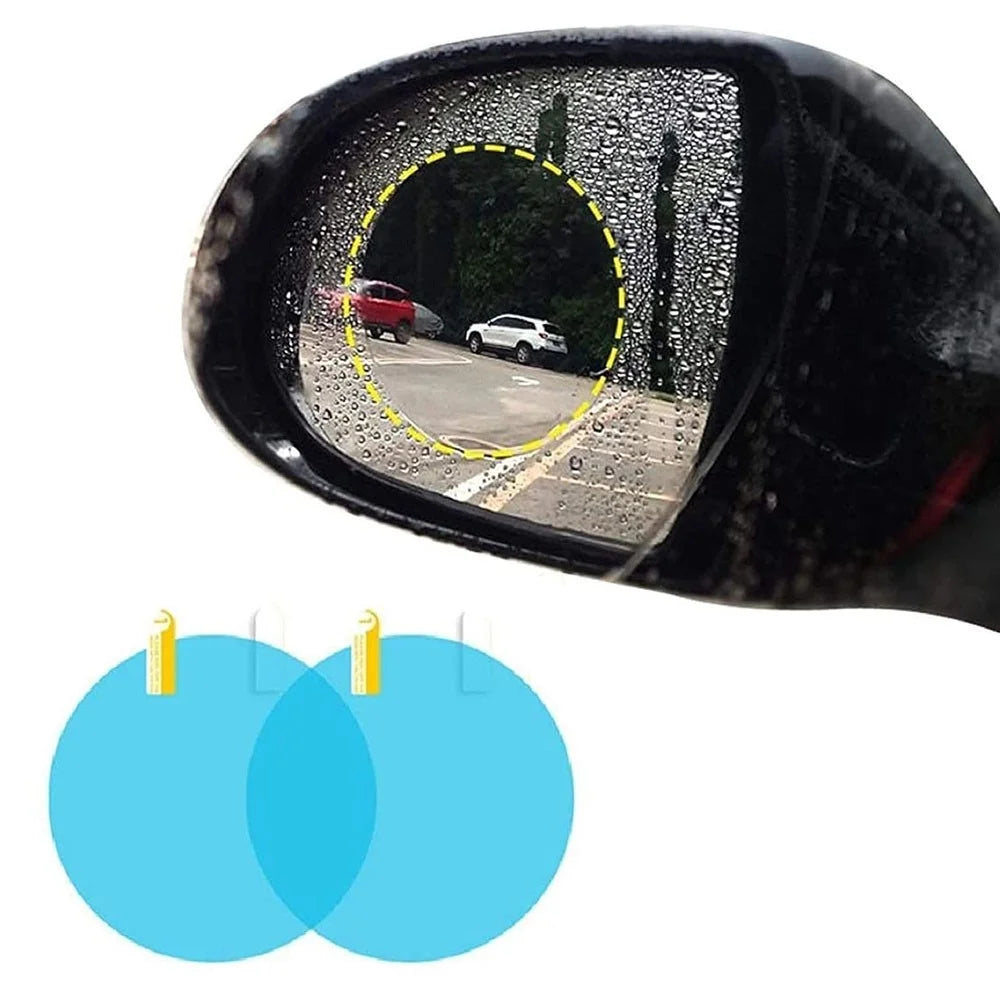 2Pcs Round 100x100mm Car Rear View Mirror Film PET Anti-Fog Rainproof Mirror Film with Tools - 2