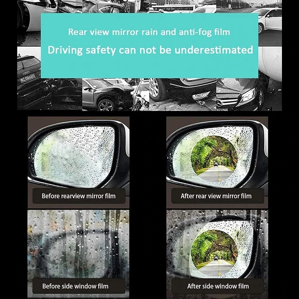 2Pcs Round 100x100mm Car Rear View Mirror Film PET Anti-Fog Rainproof Mirror Film with Tools - 7