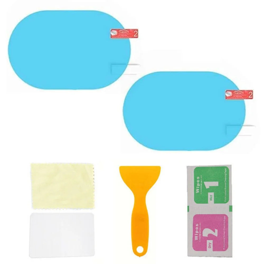 2Pcs Oval 100x150mm Car Rear View Mirror Film PET Anti-Fog Rainproof Mirror Film with Tools - 1