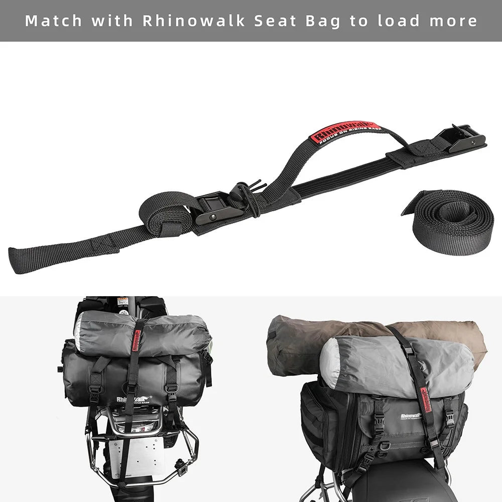 RHINOWALK MTR005BK Motorcycle Rear Rack Luggage Fixing Band Pannier Bag Fasten Strap with Metal Buckle - 4