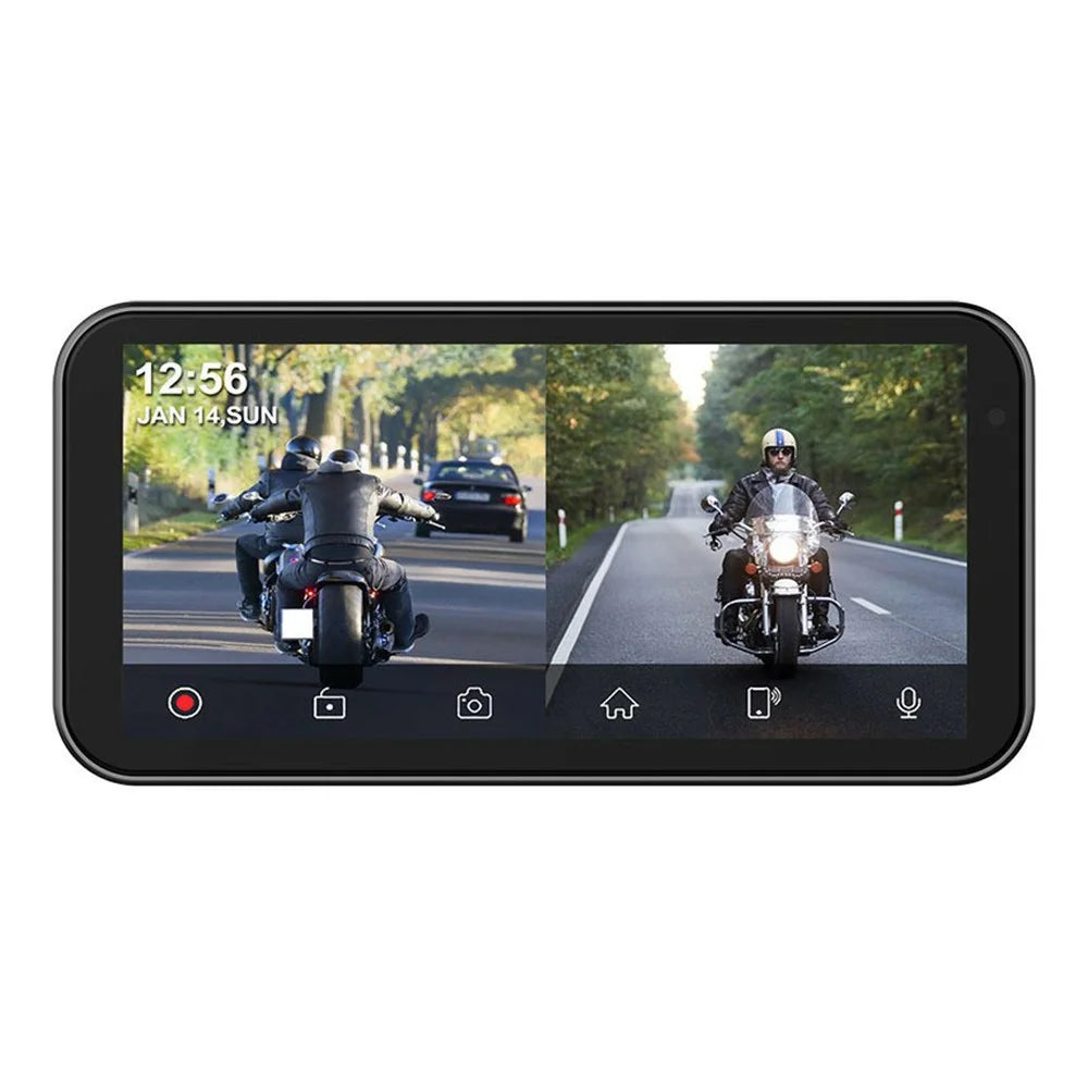 F83 6.25-inch Screen Motorbike Camcorder DVR Bluetooth-compatible Carplay Motorcycle Dual Lens Video Recorder - 2