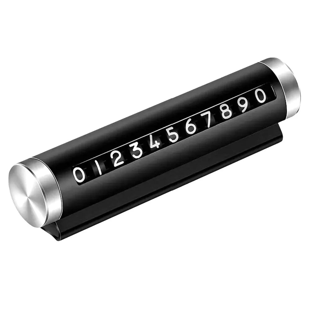 Aluminum Alloy+PC Roller Design Car Stop Sign Phone Number Plate Temporary Parking Card - Black - 1